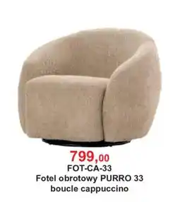 Meble Bodzio Fotel obrotowy PURRO 33 boucle cappuccino oferta