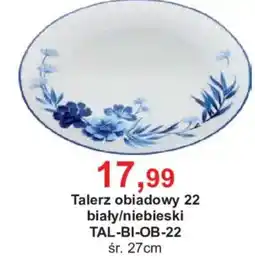 Meble Bodzio Talerz obiadowy 22 biały/niebieski oferta