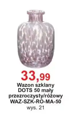Meble Bodzio Wazon szklany DOTS 50 mały przezroczysty/różowy oferta