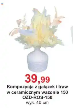 Meble Bodzio Kompozycja z gałązek i traw w ceramicznym wazonie oferta