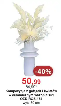 Meble Bodzio Kompozycja z gałązek i kwiatów w ceramicznym wazonie 151 oferta