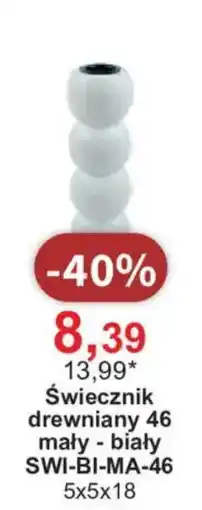 Meble Bodzio Świecznik drewniany 46 mały - biały oferta
