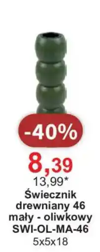 Meble Bodzio Świecznik drewniany 46 mały - oliwkowy oferta