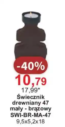 Meble Bodzio Świecznik drewniany 47 mały - brązowy oferta