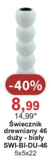 Meble Bodzio Świecznik drewniany 46 duży - biały oferta