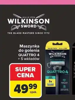Carrefour Maszynka do golenia Wilkinson Sword Quattro 4 + 5 wkładów oferta