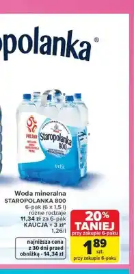 Carrefour Woda mineralna Staropolanka 800 6-pak oferta