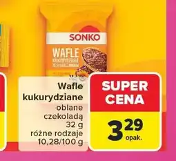 Carrefour Wafle kukurydziane oblane czekoladą ze słonecznikiem Sonko oferta