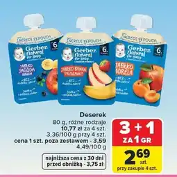 Carrefour Deserek Gerber Natural for Baby jabłko jagoda banan oferta