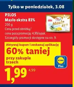 Lidl Masło ekstra 83% Pilos oferta