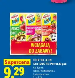 Lidl Sok 100% Hortex Leon Psi Patrol 6-pak jabłko oferta