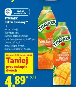 Lidl Nektar owocowy Tymbark pomarańcz oferta