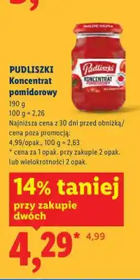 Lidl Koncentrat pomidorowy Pudliszki oferta