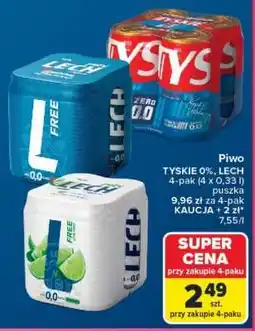 Carrefour Piwo TYSKIE 0%, LECH 4-pak oferta