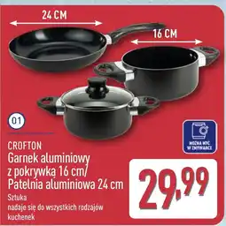 ALDI CROFTON Garnek aluminiowy z pokrywką 16 cm/ Patelnia aluminiowa 24 cm oferta