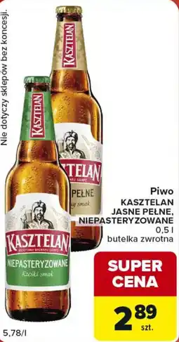 Carrefour Market Piwo KASZTELAN JASNE PELNE, NIEPASTERYZOWANE oferta