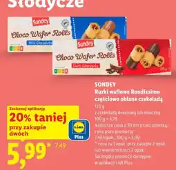 Lidl Rurki waflowe Rondissimo częściowo oblane czekoladą oferta