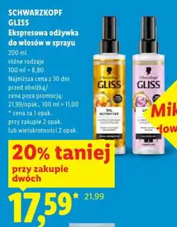 Lidl Schwarzkopf Gliss Ekspresowa odżywka do włosów w sprayu oferta