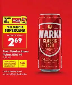 Biedronka Piwo Warka Jasne Pełne oferta