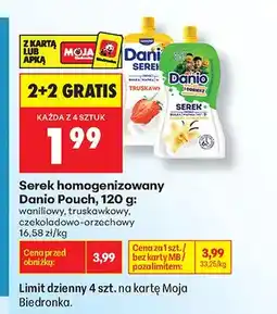 Biedronka Serek homogenizowany Danio Pouch truskawkowy oferta