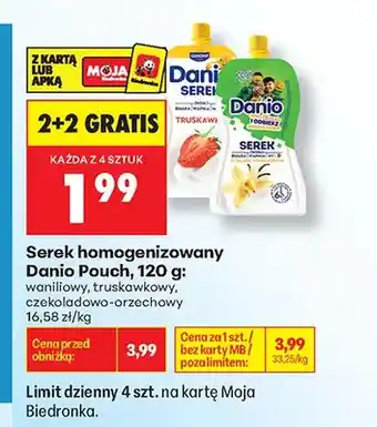 Biedronka Serek homogenizowany Danio Pouch truskawkowy oferta