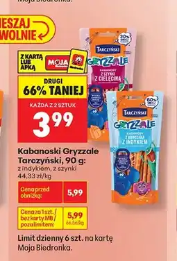 Biedronka Kabanoski Gryzzale z szynki Tarczyński oferta