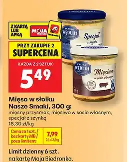Biedronka Mięso w słoiku Nasze Smaki specjał z szynką oferta