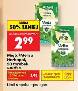 Biedronka Herbata ekspresowa Melisa Herbapol oferta