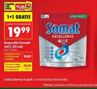 Biedronka Kapsułki do zmywarki Somat Excellence 4in1 oferta