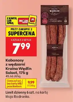 Biedronka Kabanosy z wędzarni Kraina Wędlin Select oferta