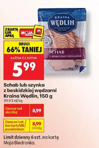 Biedronka Schab lub szynka z beskidzkiej wędzarni Kraina Wędlin oferta
