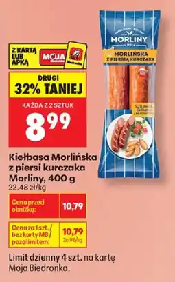 Biedronka Kiełbasa Morlińska z piersi kurczaka oferta