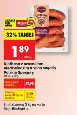 Biedronka Kiełbasa z czosnkiem niedźwiedzim Kraina Wędlin Polskie Specjały oferta