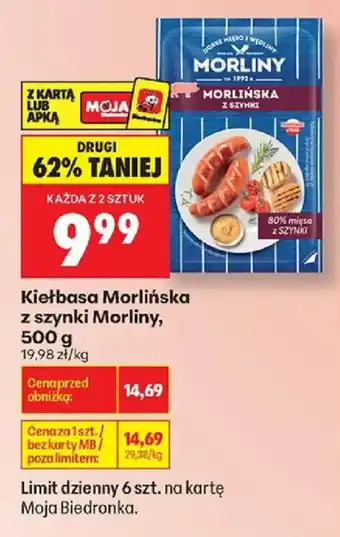 Biedronka Kiełbasa Morlińska z szynki Morliny oferta
