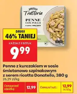 Biedronka Penne z kurczakiem w sosie śmietanowo szpinakowym z serem ricotta Donatello oferta