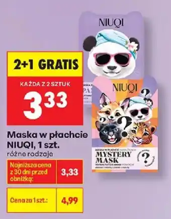 Biedronka Maska w płachcie NIUQI oferta