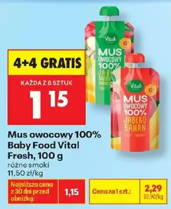 Biedronka Mus owocowy 100% Baby Food Vital Fresh oferta