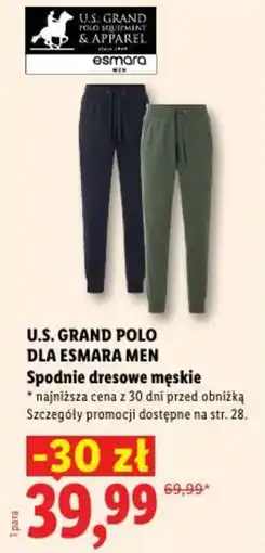 Lidl Spodnie dresowe męskie U.S. GRAND POLO DLA ESMARA MEN oferta