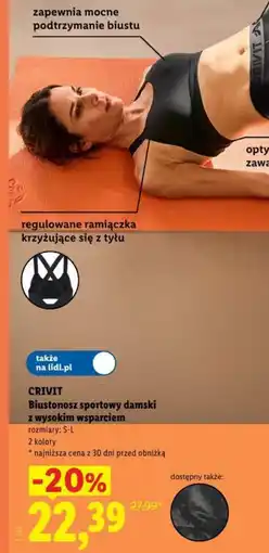 Lidl CRIVIT Biustonosz sportowy damski z wysokim wsparciem oferta