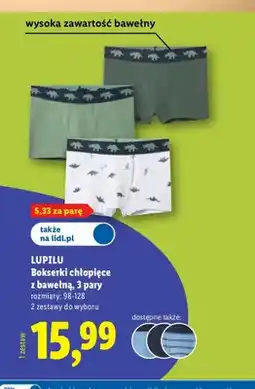 Lidl Bokserki chłopięce z bawełny Lupilu 3-pak oferta