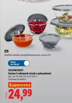 Lidl Zestaw 5 szklanych misek z pokrywkami Silvercrest oferta