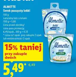 Lidl Serek puszysty lekki Almette z ziołami oferta