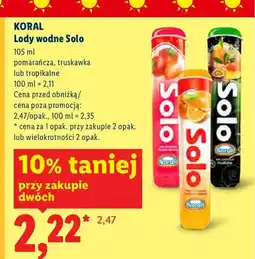 Lidl Lody wodne Solo truskawka Koral oferta
