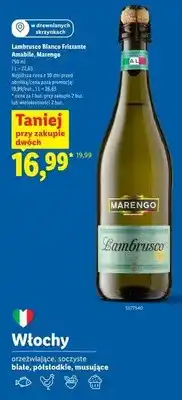 Lidl Wino musujące Lambrusco Bianco Frizzante Amabile Marengo oferta