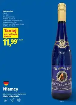 Lidl Wino białe półsłodkie Liebfraumilch Rheinhessen oferta