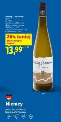 Lidl Wino białe półwytrawne Riesling - Chardonnay Feinherb oferta