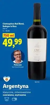 Lidl Wino czerwone wytrawne Cientoquince Red Blend Bodegas la Rosa oferta
