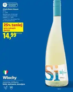 Lidl Wino musujące białe wytrawne Si Italia Bianco Frizzante oferta
