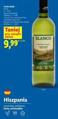 Lidl Wino białe półsłodkie Conde Noble Blanco oferta