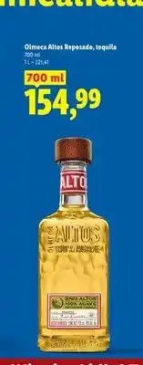 Lidl Tequila Olmeca Altos Reposado oferta